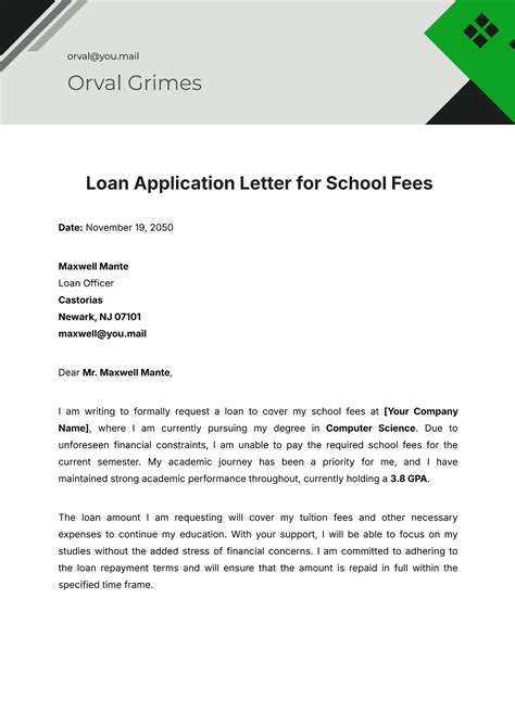 Free Loan Application Letter Templates, Editable and Printable