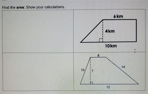 solved find  area show  calculations geometry