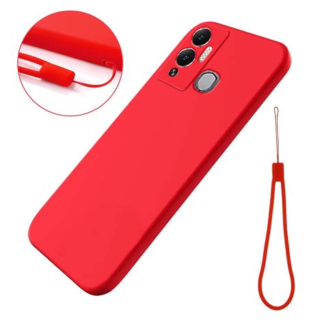 For Infinix Hot 12 Play Hot 12 Play NFC Pure Color Liquid Silicone Shockproof Phone Case Red