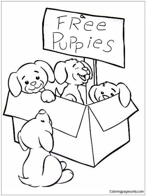 Cute Puppies Coloring Page - Free Printable Coloring Pages