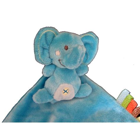 doudou éléphant bleu croix ventre NICOTOY