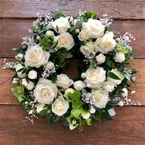 Contemporary White Rose Wreath Kendalls Florist