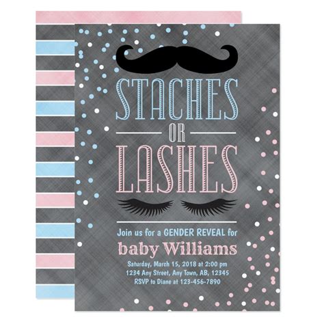 Staches Or Lashes Gender Reveal Invitation Ideas Zazzle Gender