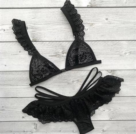 Sexy Black Gothic Lace Lingerie Set On Storenvy