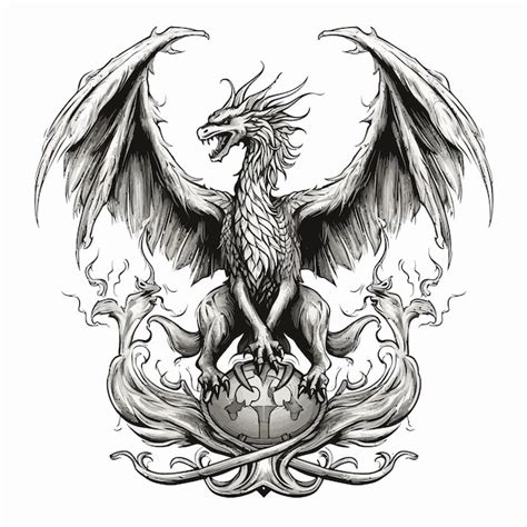 Desenho de tatuagem de dragão galês Vetor Premium