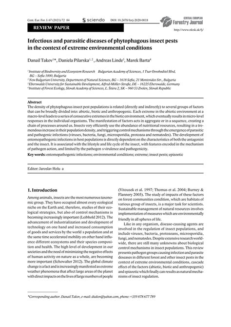 (PDF) Infectious and parasitic diseases of phytophagous insect pests in the context of extreme ...