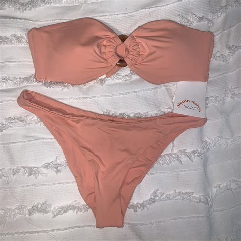 Dippin Daisys Bikini Strapless Peach Bikini With Depop