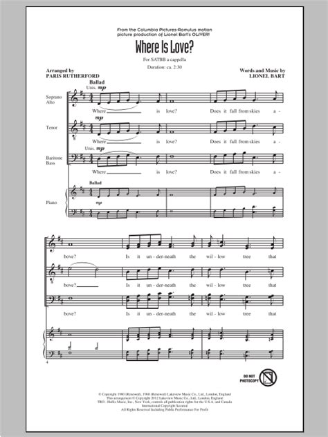 Where Is Love Satb Choir Online Noten Von Paris Rutherford Smd 94042