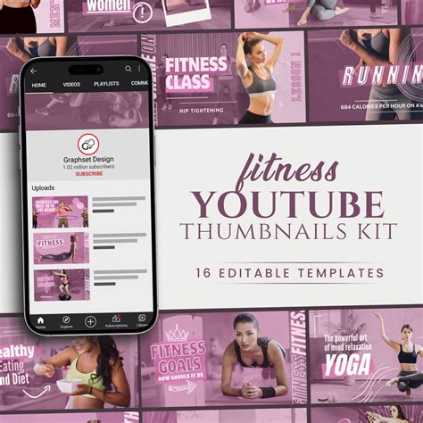 Fitness Youtube Channel Branding Kit Coaching Thumbnail Templates