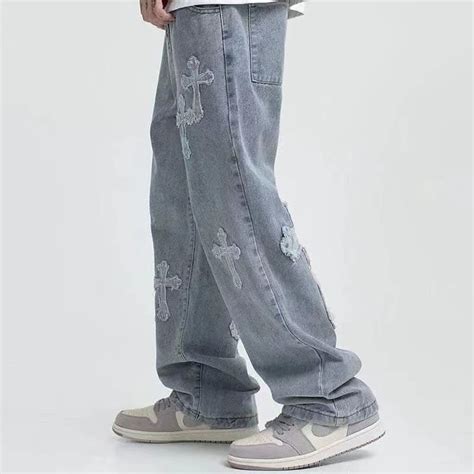 Y2k Men Korean Fashion Streetwear Hip Hop Low Rise Baggy Jeans Etsy