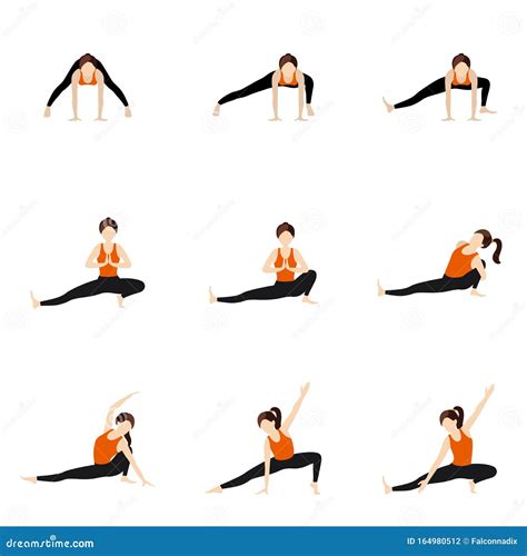 Side Lunge Sequence Yoga Asanas Set Stock Vector - Illustration of ...