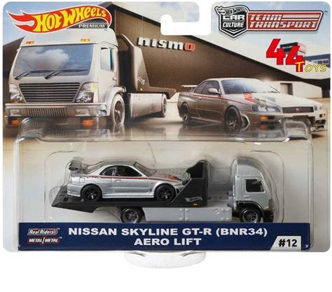 Машинка Hot Wheels Team transport Nissan Skyline GT R BNR34 AERO LIFT Premium Хот Вилс Тим