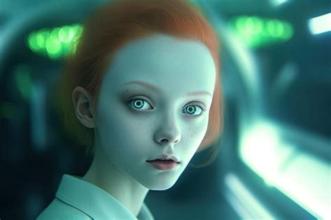 Premium Ai Image A Woman With Red Hair And Blue Eyes