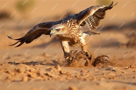 Premium Ai Image Desert Hunter Hawk Catching A Snake In A Dramatic