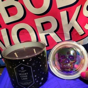 Bath Body Works Art Spooky Cider Lane Luminary Skull Top Limited Edition Bbw Nwt Wick