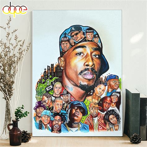 Tupac Shakur And Rapper 90s Pop Art Poster Canvas