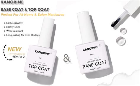 Kanorine Ml Gel Polish Top And Base Coat Set No Wipe Gel Top Coat