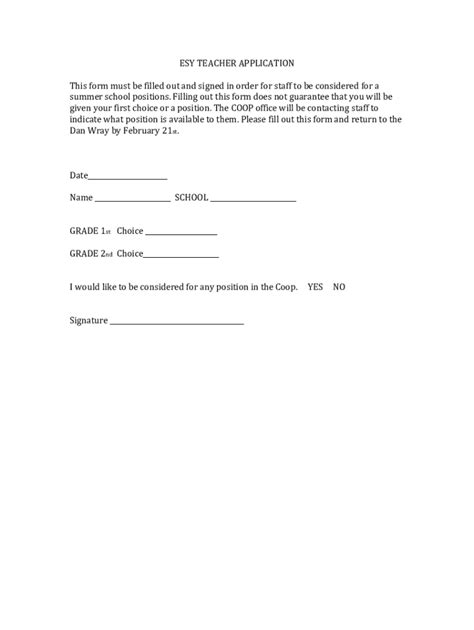 Fillable Online Esy Teacher Application Fax Email Print PdfFiller