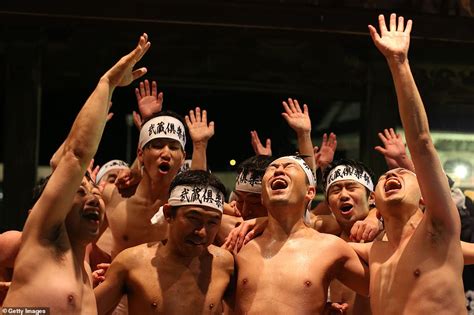 Thousands Of Nearly Nude Men Caper In Traditional Japan Naked Festival Daily Mail Online