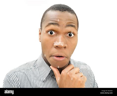 Young Man African American American Surprised Face Amazed Stock