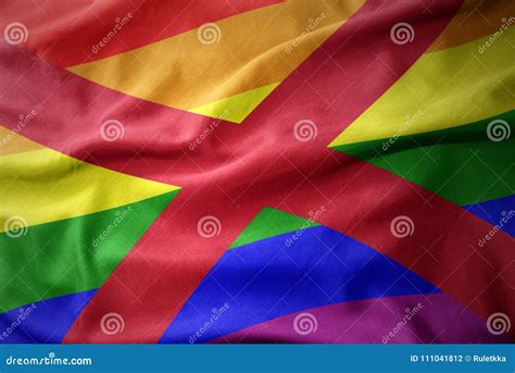Waving Alabama State Rainbow Gay Pride Flag Banner Stock Photo Image Of North East 111041812