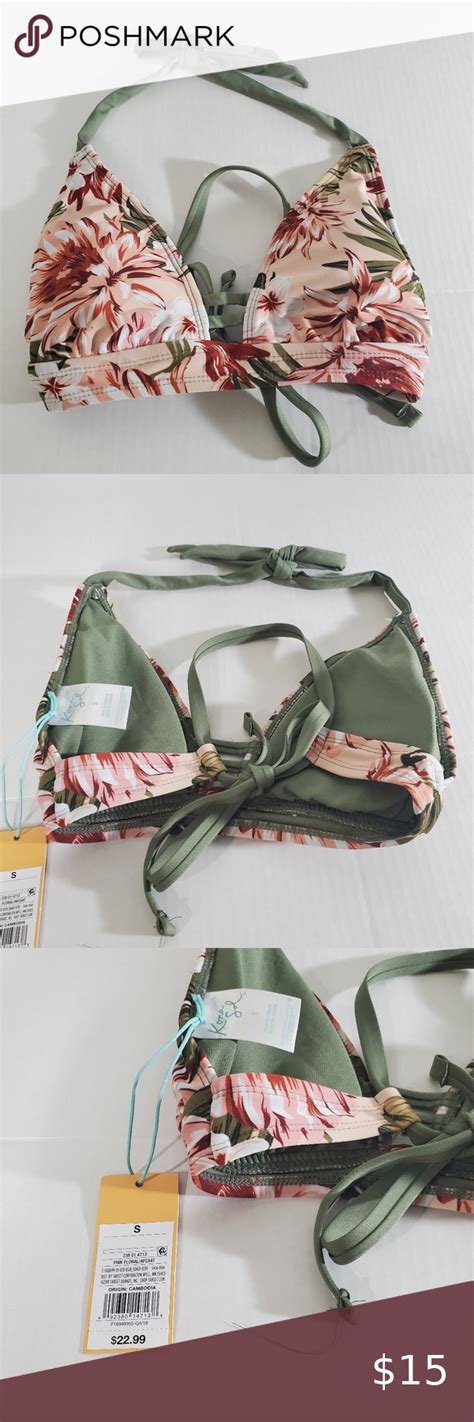 Kona Sol Padded Bikini Top Floral Print Tie Back Floral Tops Padded Bikini Top Padded Bikini