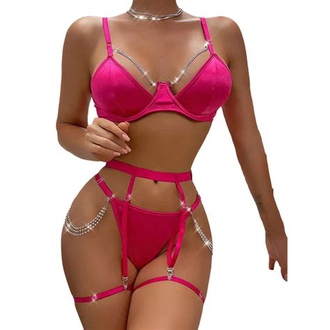 ENSEMBLE LINGERIE SEXY noire soutien gorge satiné string string ceinture jarret EUR 26 65