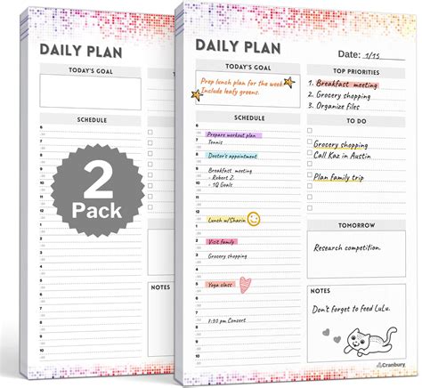 Daily Planner Notepad A5 Calendar Scheduler Organizer