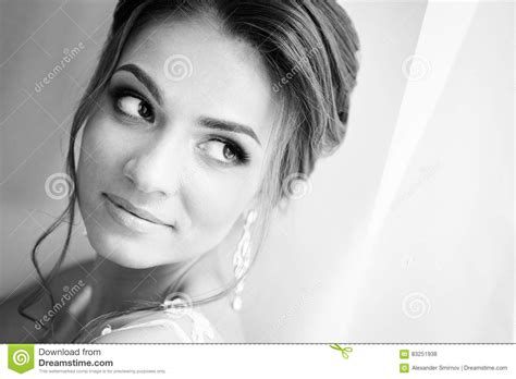 Beautiful Happy Bride In White Silk Lingerie Stock Photo Image Of Model Cute