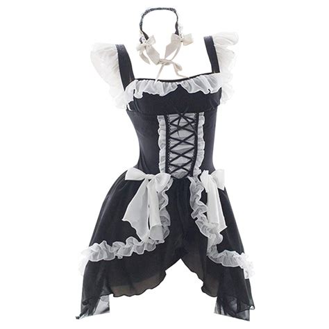 Buy YOMORIO Lolita Sweet Gothic Dress Cute Anime Maid Costumes Lingerie Chiffon Ruffle Bikini
