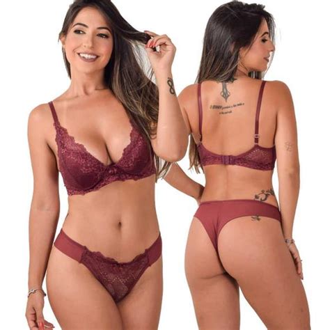Kit 5 Conjuntos Lingerie Feminina Atacado de Calcinha Fio duplo e Sutiã
