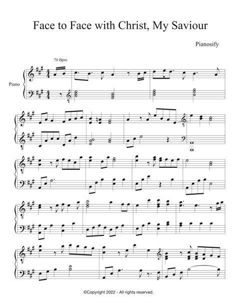 Piano Face To Face With Christ My Saviour Piano Hymns Sheet Music Pdf Sheet Music