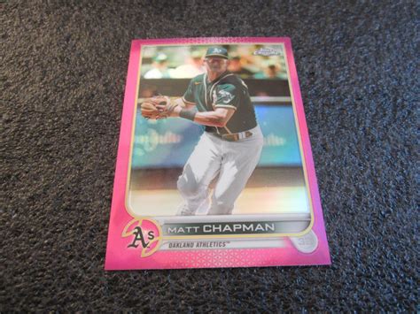 Topps Chrome Pink Parallel Refractor Card Matt Chapman Athletics