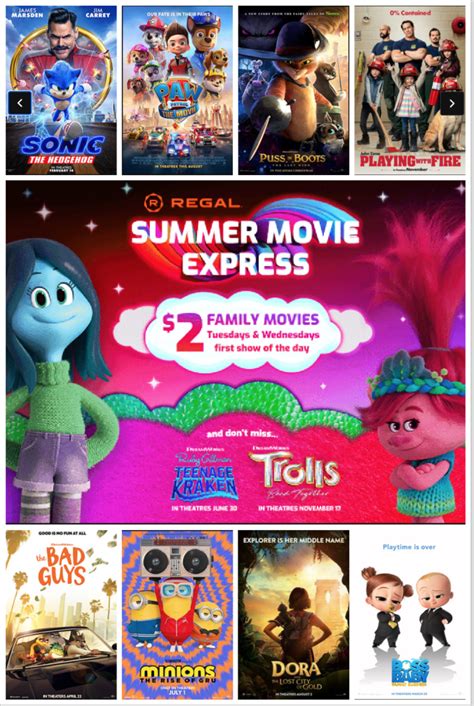 Regal Summer Movie Express 2023 $2 Movie Schedule