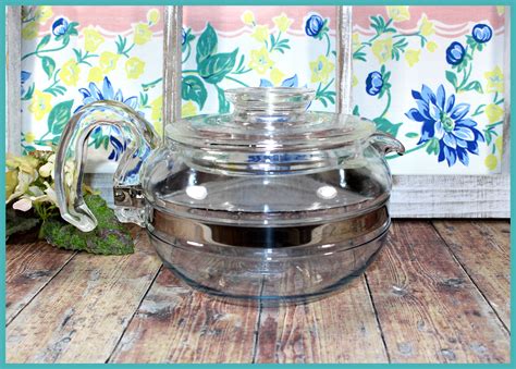 Pyrex Flameware Teapot Clear Glass Lock In Place Lid Etsy