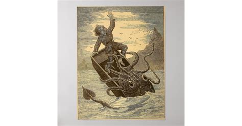 Vintage 1879 Giant Squid Poster Zazzle