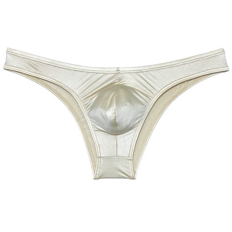 Botmois Men Shiny Bikini Briefs Underwear Hipster Pants Panties Solid Touch Briefs Enhance Pouch