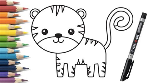 Como dibujar un tigre facil para niños - How to drawing a tiger - YouTube