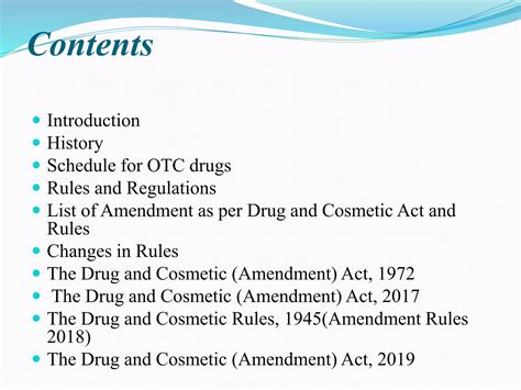 OTC drugs (Amended rules) Drug and Cosmetic Act, 1940 & Rules,1945 | PPTX