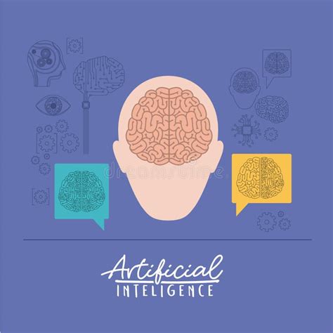 Cartel De La Inteligencia Artificial Con La Silueta De La Cabeza Humana Con El Cerebro En Vista