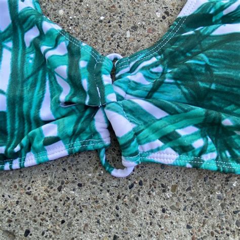 Banana Leaf Halter Bikini Top Green And White Tie Depop