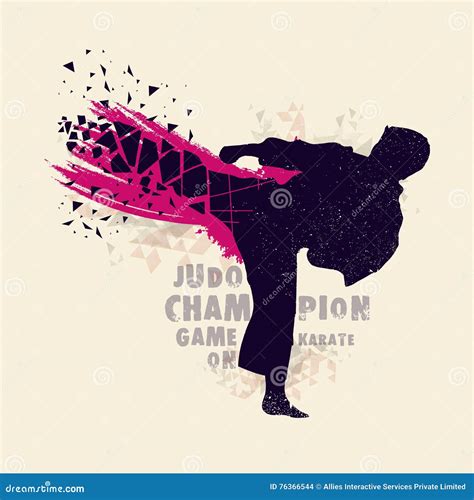 Silhouette Of Judo Fighter For Sports Concept Stock Illustration