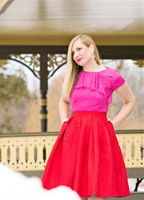 Pink Lace + Red Midi Skirt: Valentine's Day Look - Rachel's Lookbook
