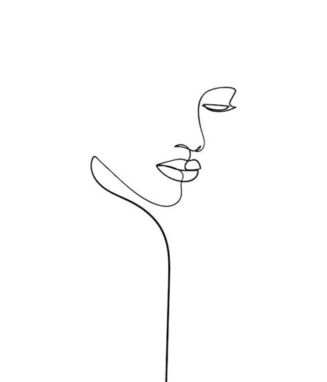 Premium Vector One Line Drawing Face Abstract Woman Portrait Modern