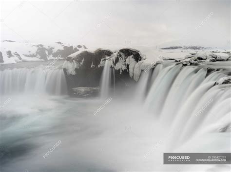 Godafoss waterfall during winter. europe, northern europe, iceland ...