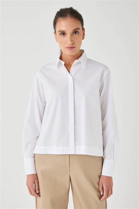 Cropped stretch cotton shirt - Collection, Shirts, Long sleeves, FW24 ...