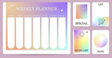 weekly planner.week start on sunday with gradient style that use for ...