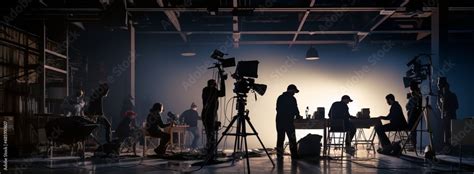 film set crew team lightman  cameraman working