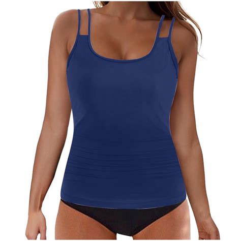 Admvng Swim Suits For Women 2025 Fashion Sleeveless Solid Bikini Swimsuit Push Up Padded