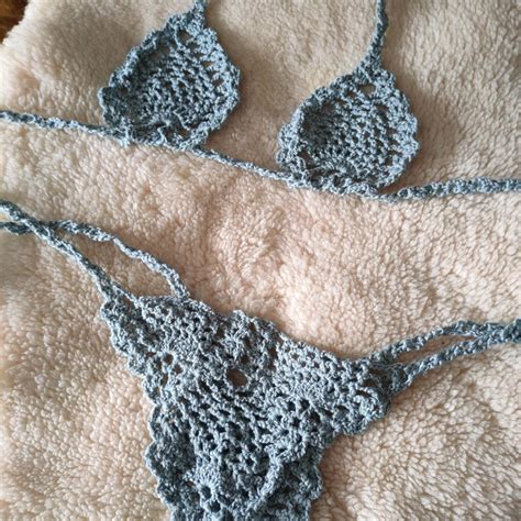 Crochet Bikini In Sage Green Colour Custom Order Depop